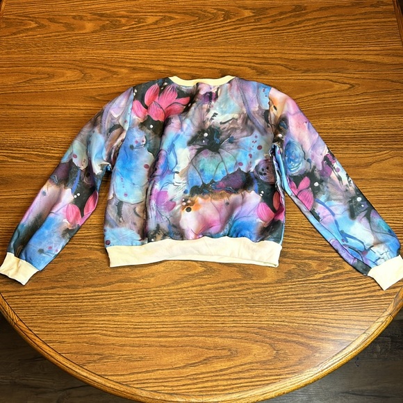 Anthropologie Grifflin Paris Floral Watercolor Long Sleeve Top - Picture 2 of 11